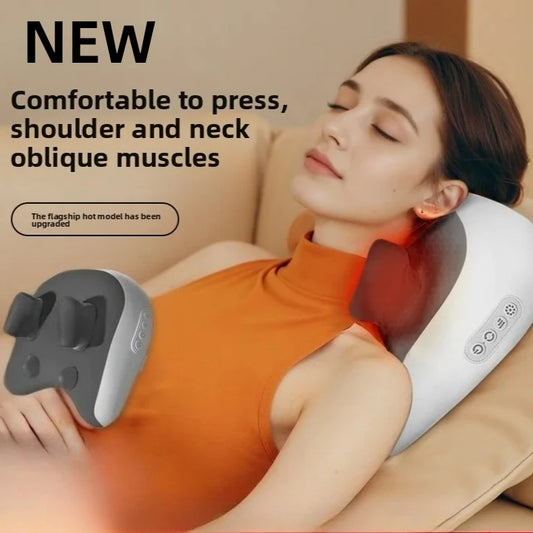 SPA Portable Pillow Massager Lazy Person Leading Shoulder Professional Super Strong Neck Massage Wireless Warm Pillow Type Massa